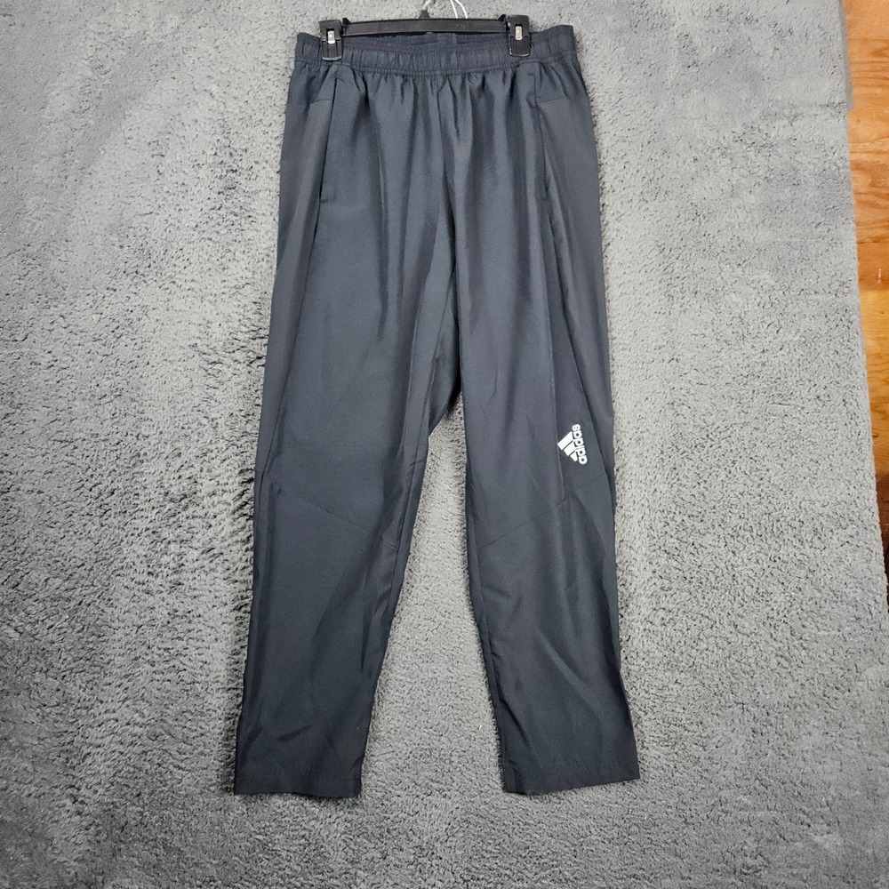 Adidas Mens Training Pants Gray Athletic Logo Elastic Waist Activewear 2XL